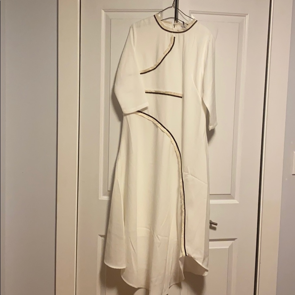 Fringed ivory white summer dress STORY